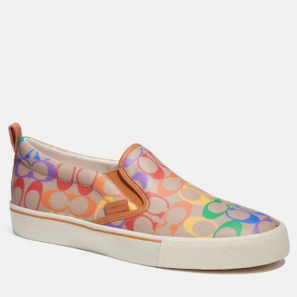 Coach Skate Slip On Sneaker In Rainbow Signature Canvas - Picture 2 of 9